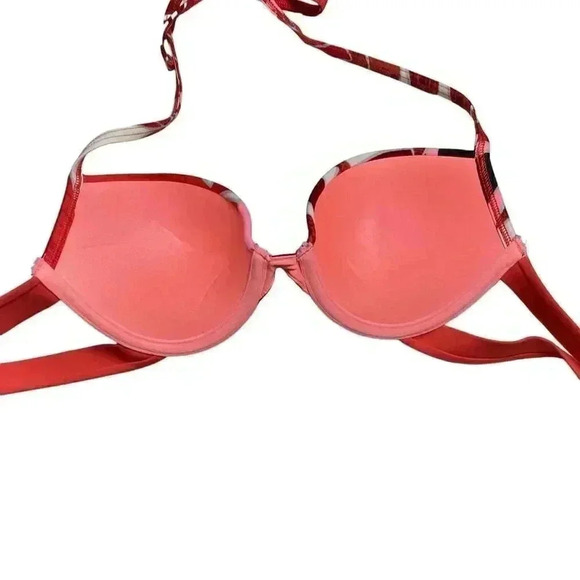 Aerie Women M Tropical Floral Pushup Halter Hipster Bikini Swimsuit Orange Multi - Picture 8 of 12